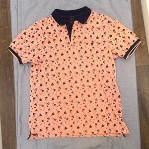 Stylish Print Polo With Navy on Salmon.
Gently Worn and Always Well Maintained.